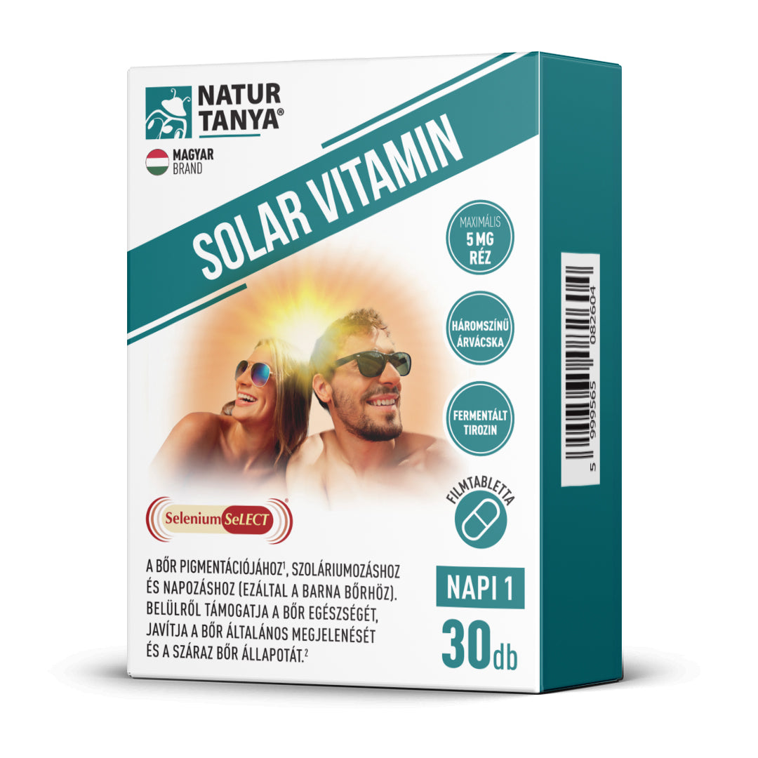 Natur Tanya® SOLAR VITAMIN - Világszabadalommal védett napozóvitamin, szoláriumozás, napozás vagy nap nélküli bőrpigmentációhoz 30db