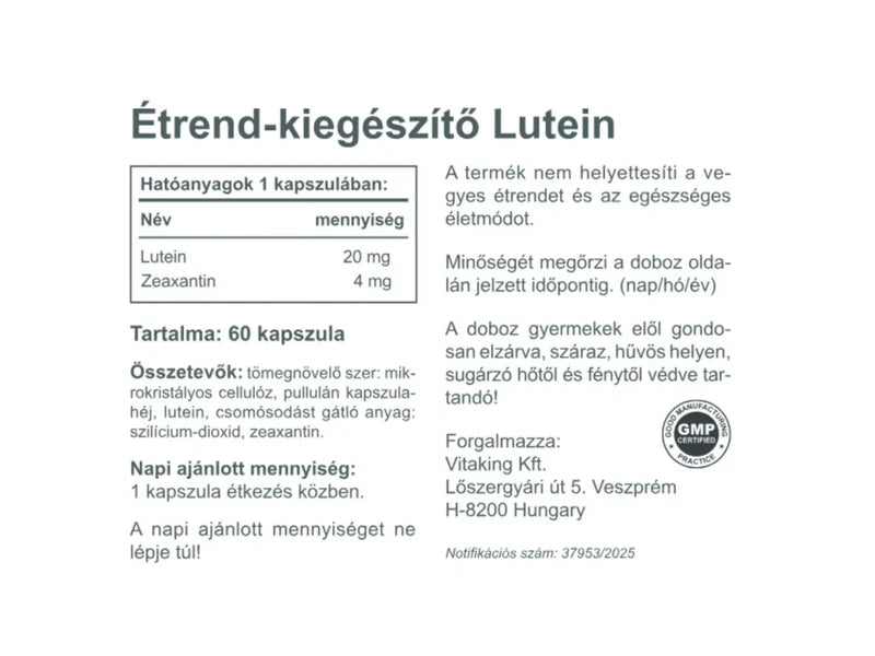 Vitaking Lutein és zeaxantin 20mg 60db