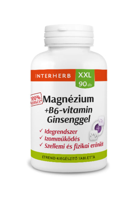 Interherb XXL 90 db MAGNÉZIUM 100%SZERVES +B6 +Ginseng tabletta