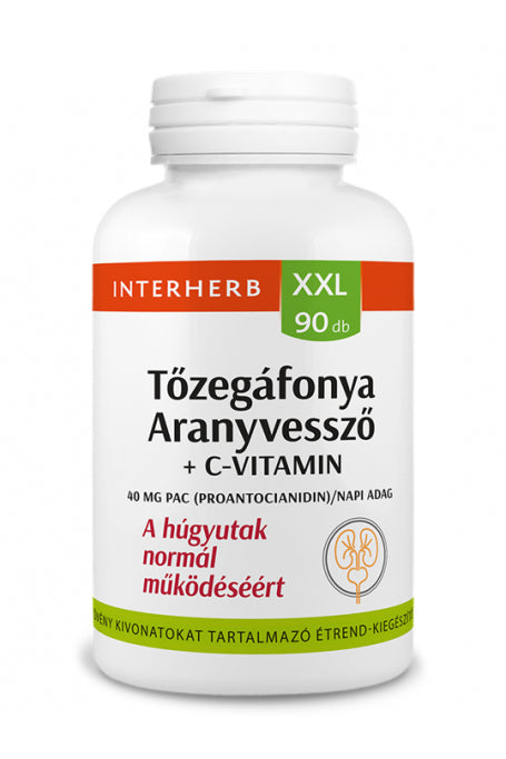 Interherb XXL 90 db Tőzegáfonya&Aranyvessző+C-vitamin kapszula