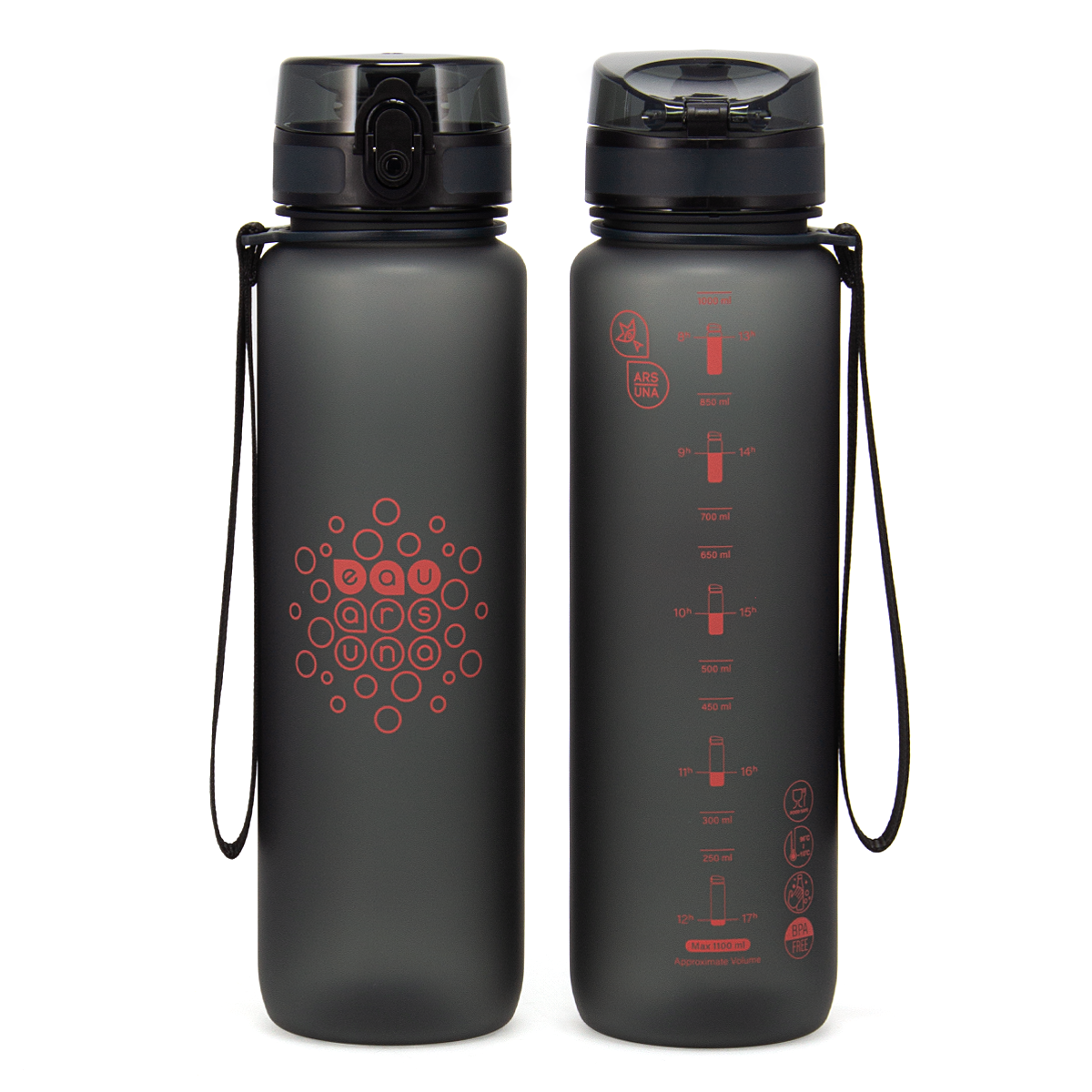 Ars Una BPA - mentes motivációs kulacs matt Dark Gray ( 1000ml )