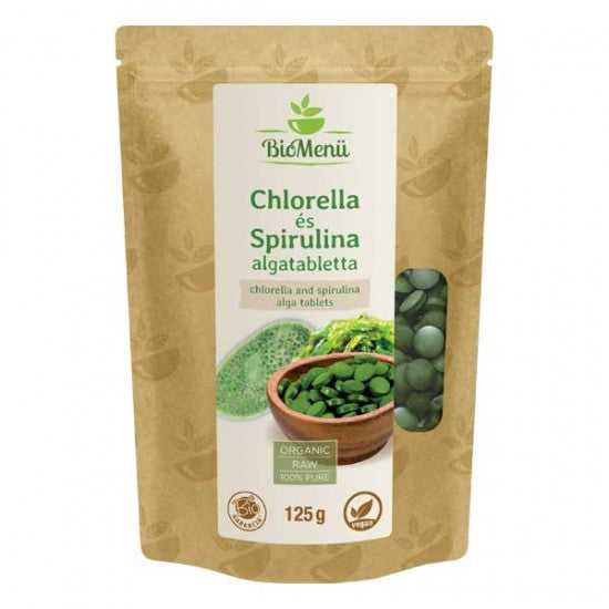 BioMenü BIO CHLORELLA és SPIRULINA 125 g 500 mg-os tabletta
