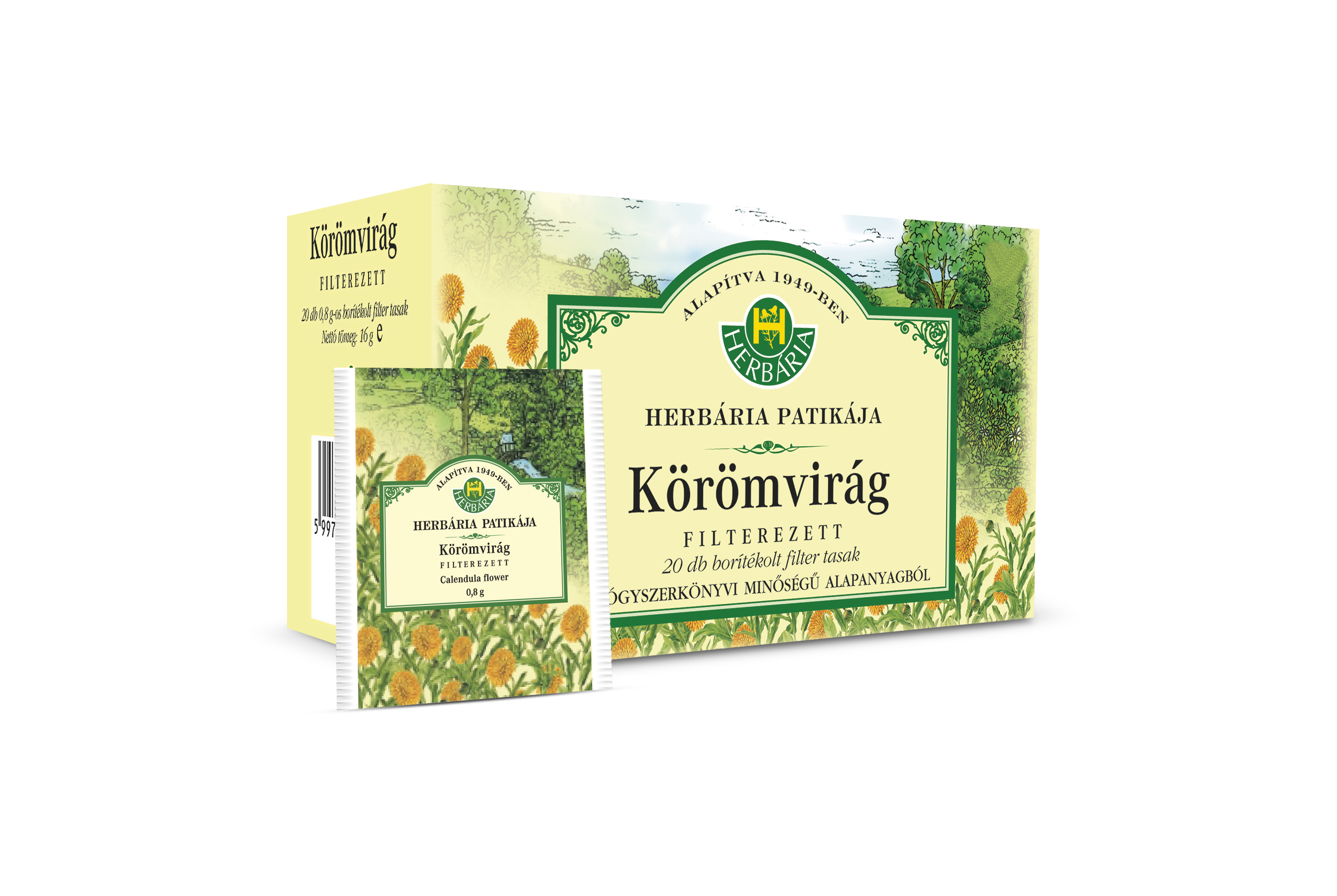 HERBÁRIA KÖRÖMVIRÁG TEA BORÍTÉKOS ( 20 filter )