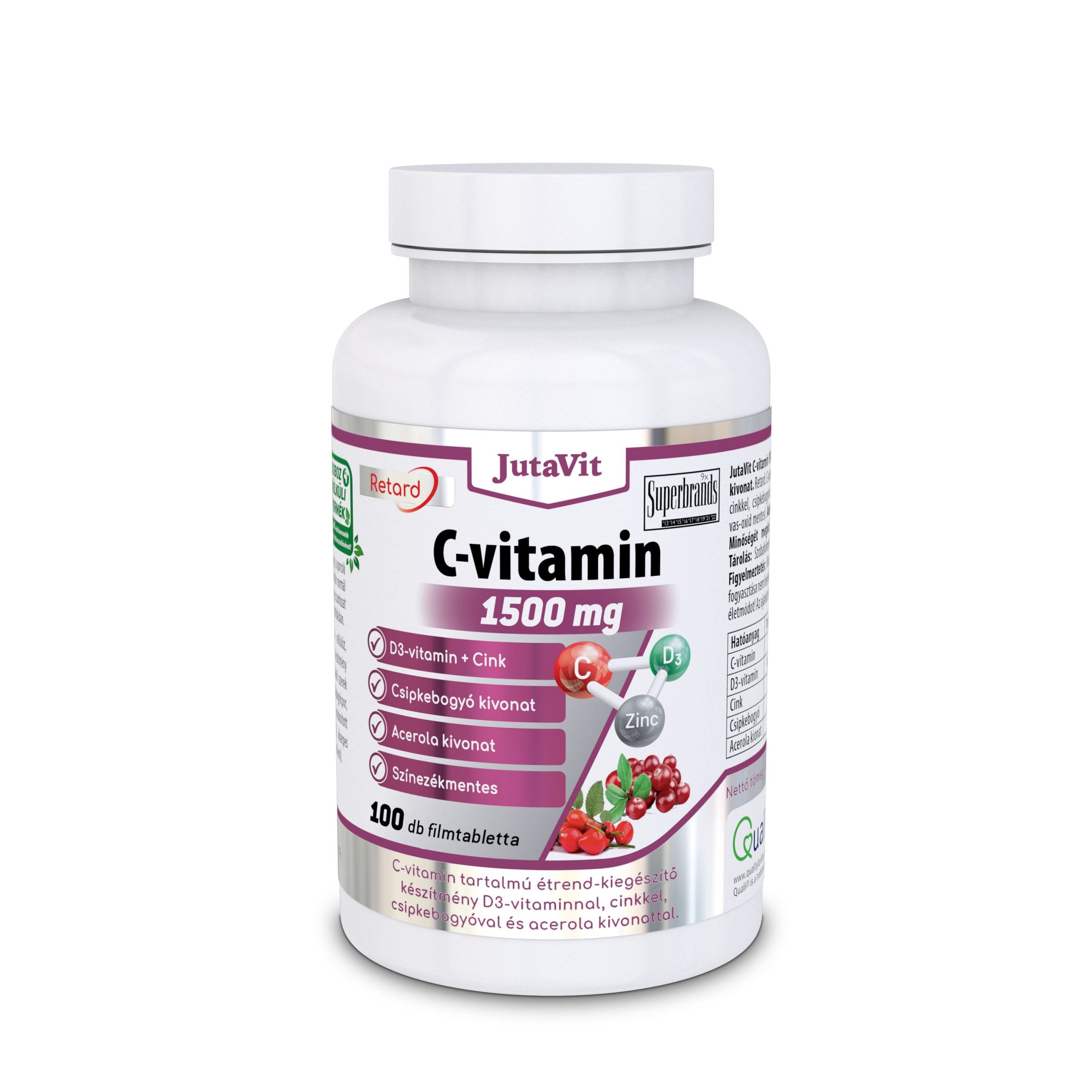 Jutavit C-vitamin 1500 Mg+D3+Csipkebogyó+Acerola Kivonat 100 db