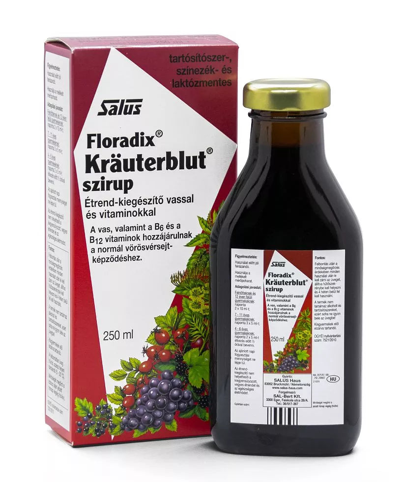 Floradix Kräuterblut szirup (250 ml) – vassal és vitaminokkal