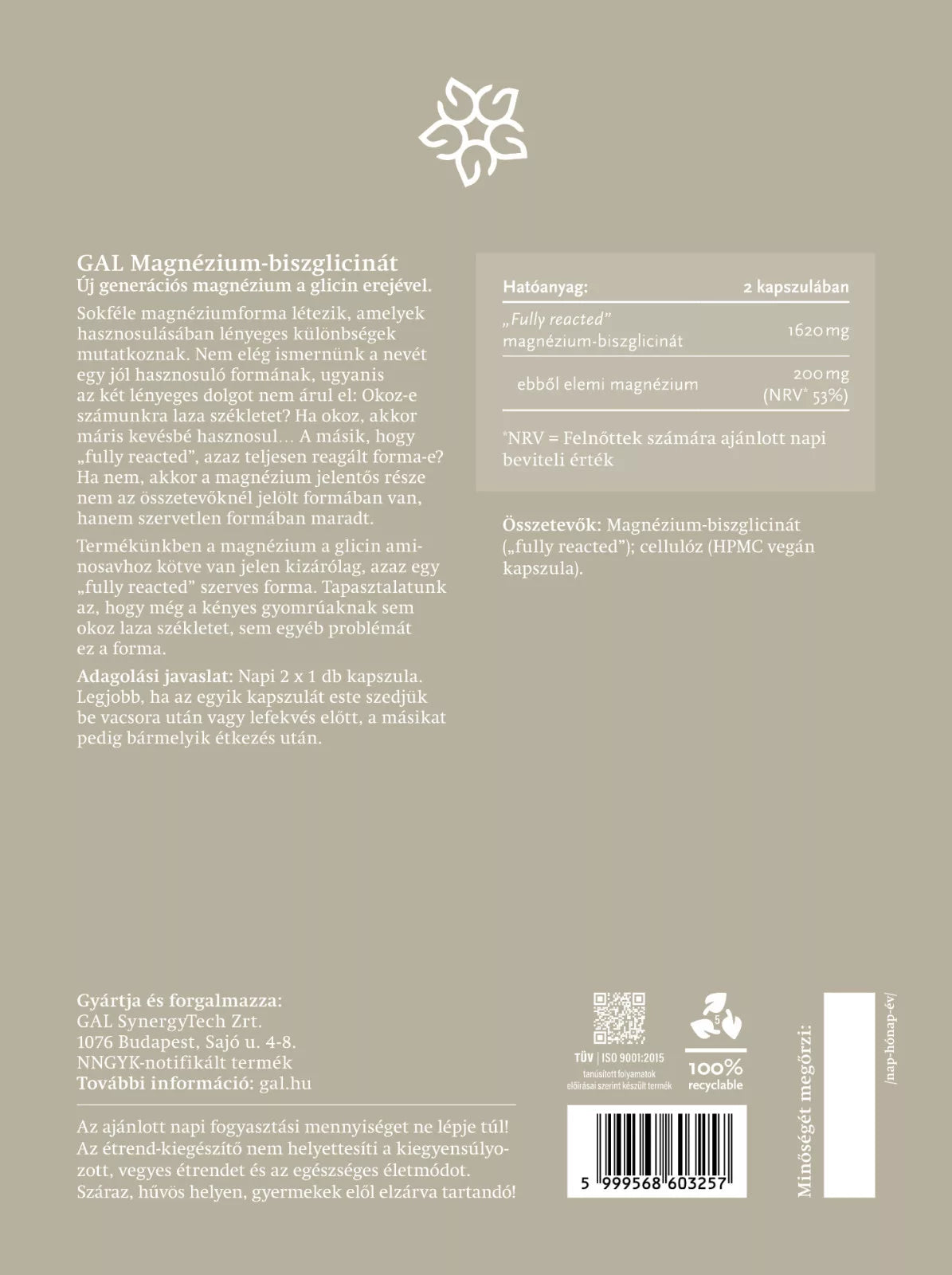 Gal magnézium - biszglicinát utántöltő ( 180db )