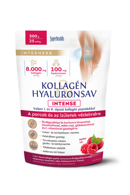 Interherb Kollagén&Hyaluronsav italpor INTENSE Málnaízű 300g