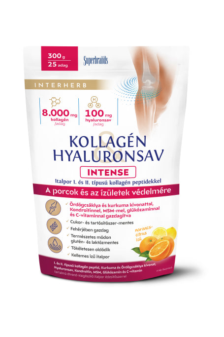 Interherb Kollagén&Hyaluronsav italpor INTENSE Narancs-Citrus ízű 300g
