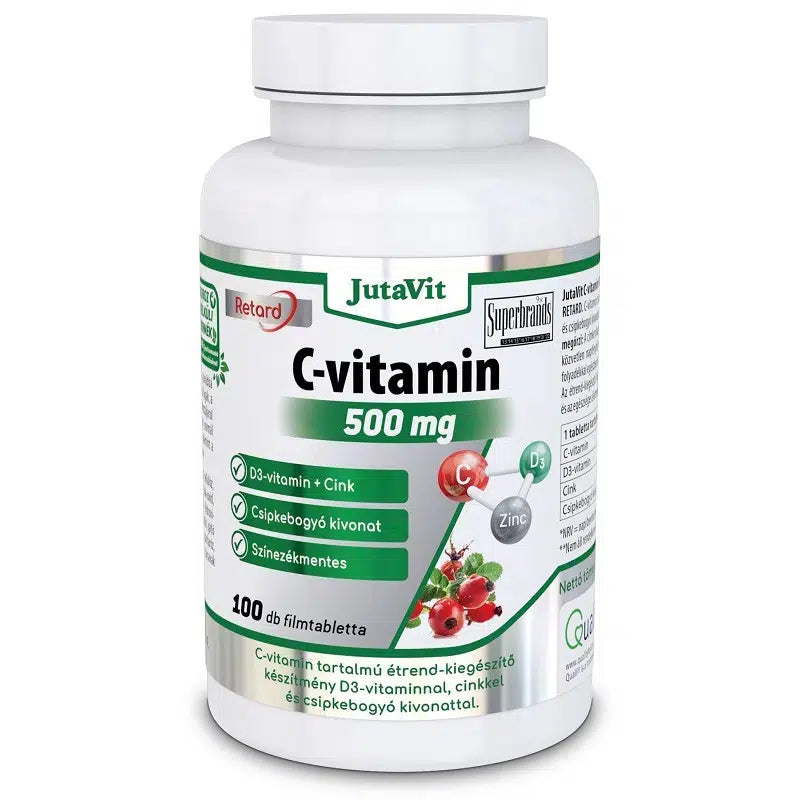 JutaVit C-vitamin 500mg nyújtott kioldódású + csipkeb. + D3 + Cink vitamin 100db