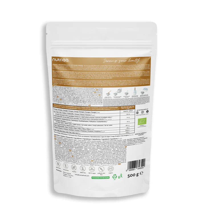 Nutriqa Bio 7-Gomba keverék-Kakaó Latte 500g