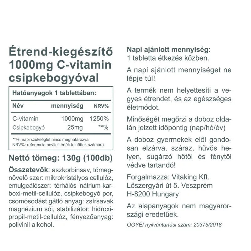 Vitaking C-1000mg Tabletta 100db