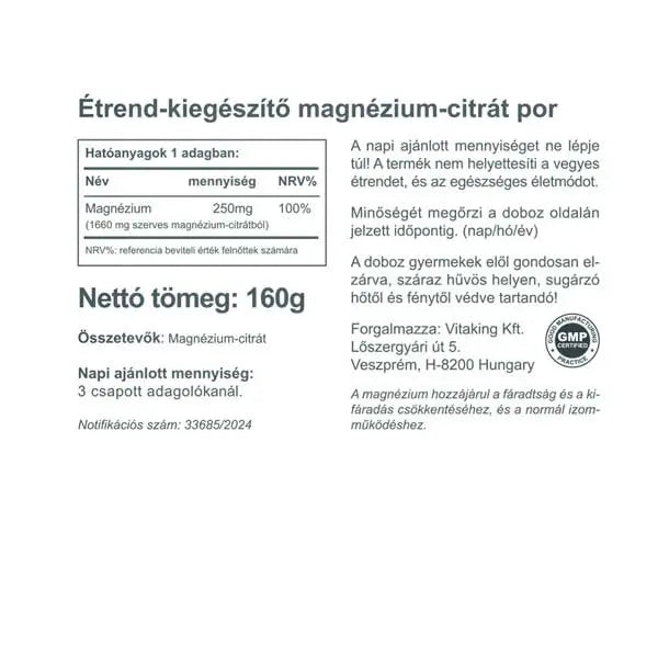 Vitaking Magnezium-citrat por 160g