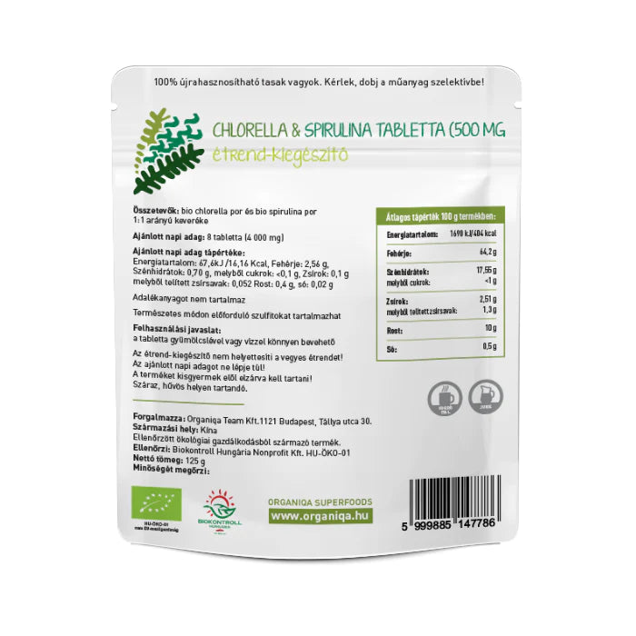 ORGANIQA Bio Chlorella&Spirulina Tabletta 250db