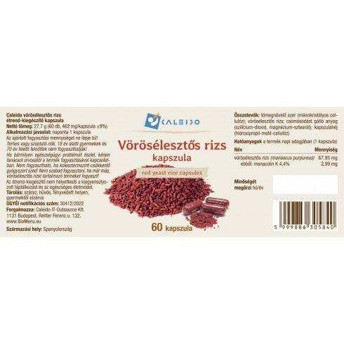 Caleido VÖRÖSÉLESZTŐS RIZS kapszula 60 db