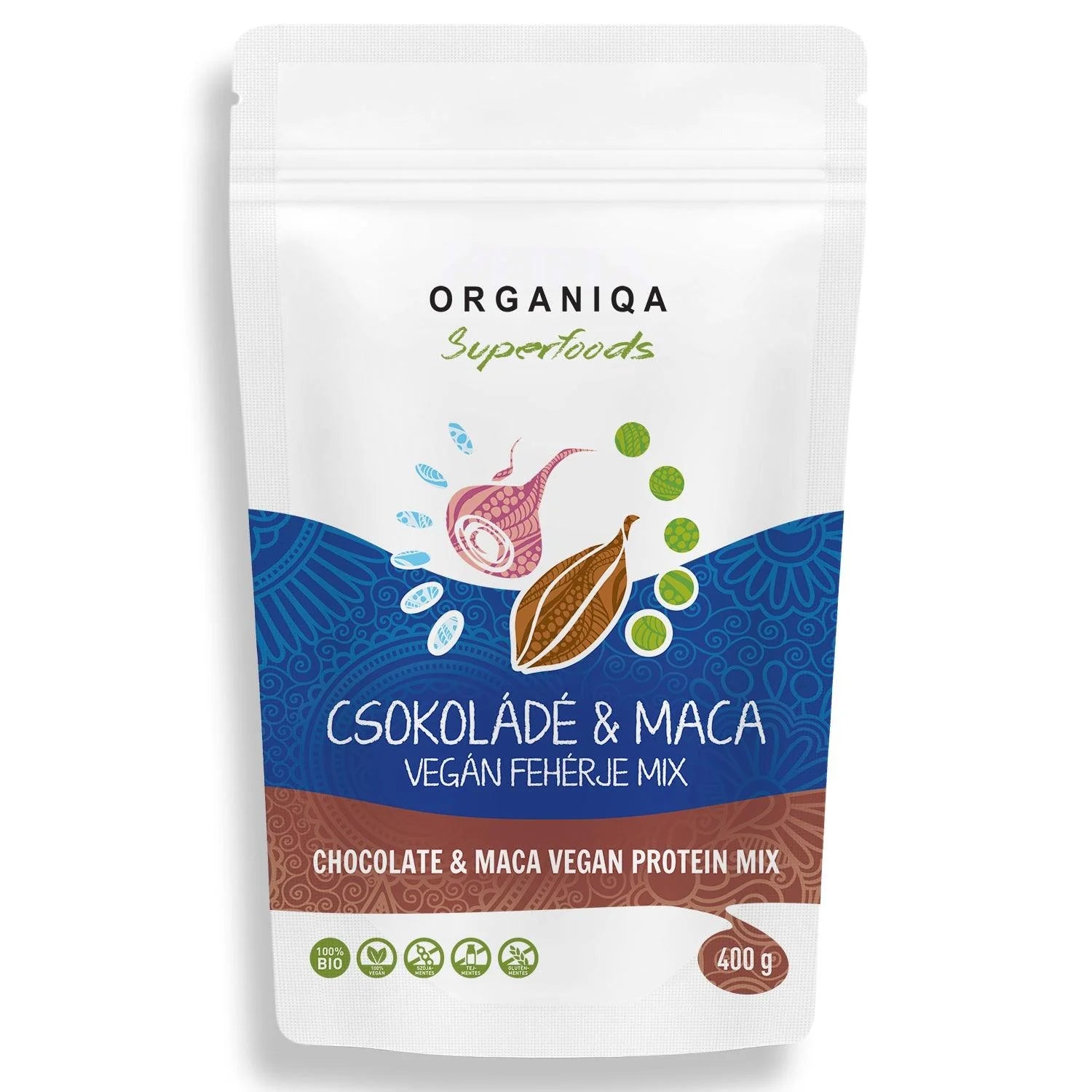 ORGANIQA Bio Csokoládé-Maca Vegán Fehérje Mix 400g