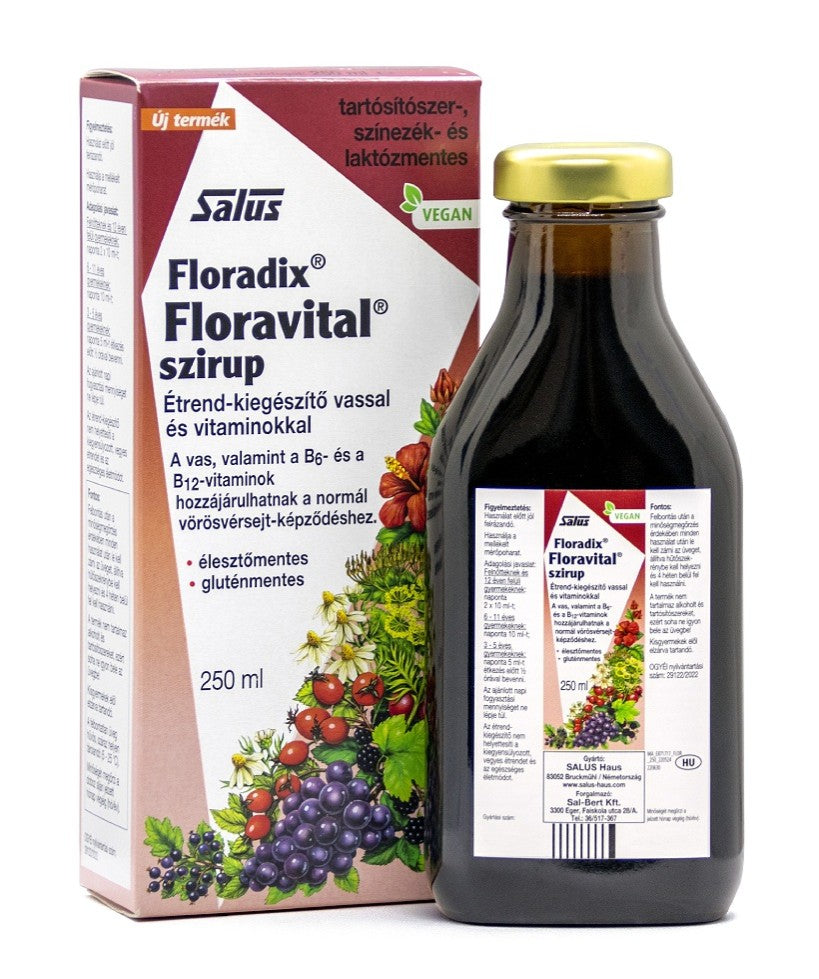 Floradix Floravital szirup 250 ml – vassal és vitaminokkal