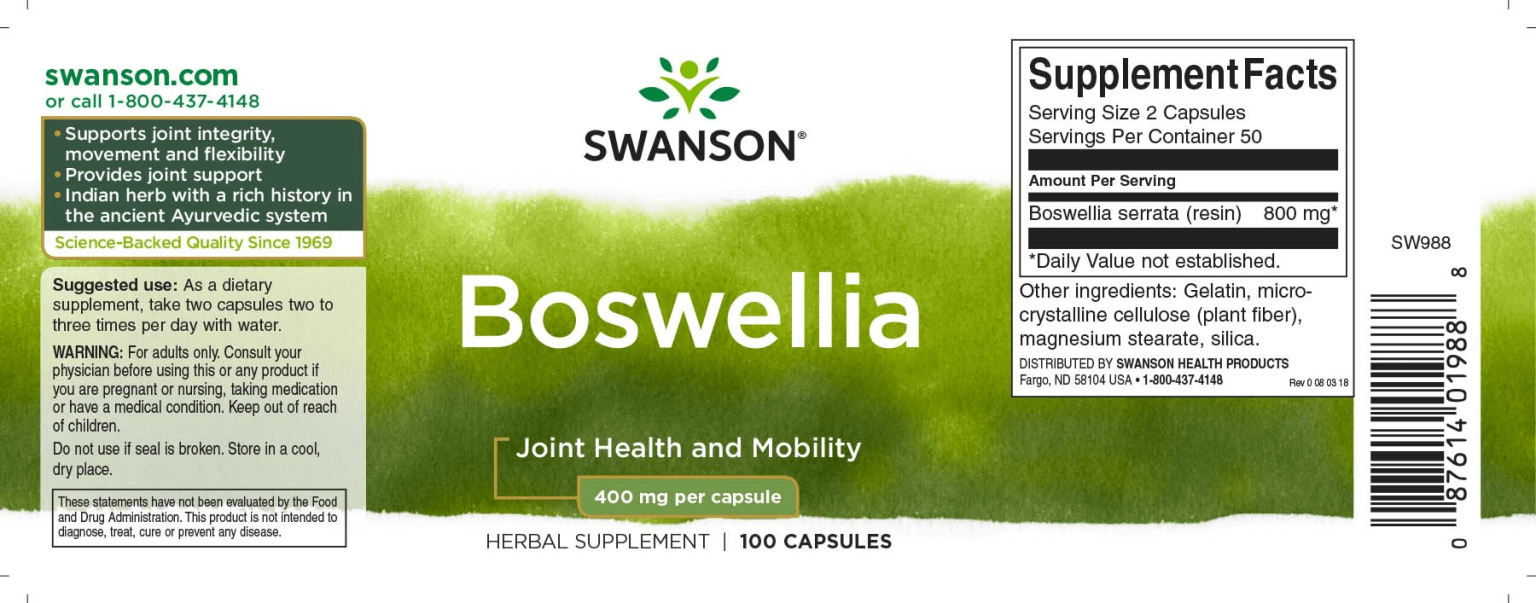 Swanson Boswellia 400 mg / 100 db