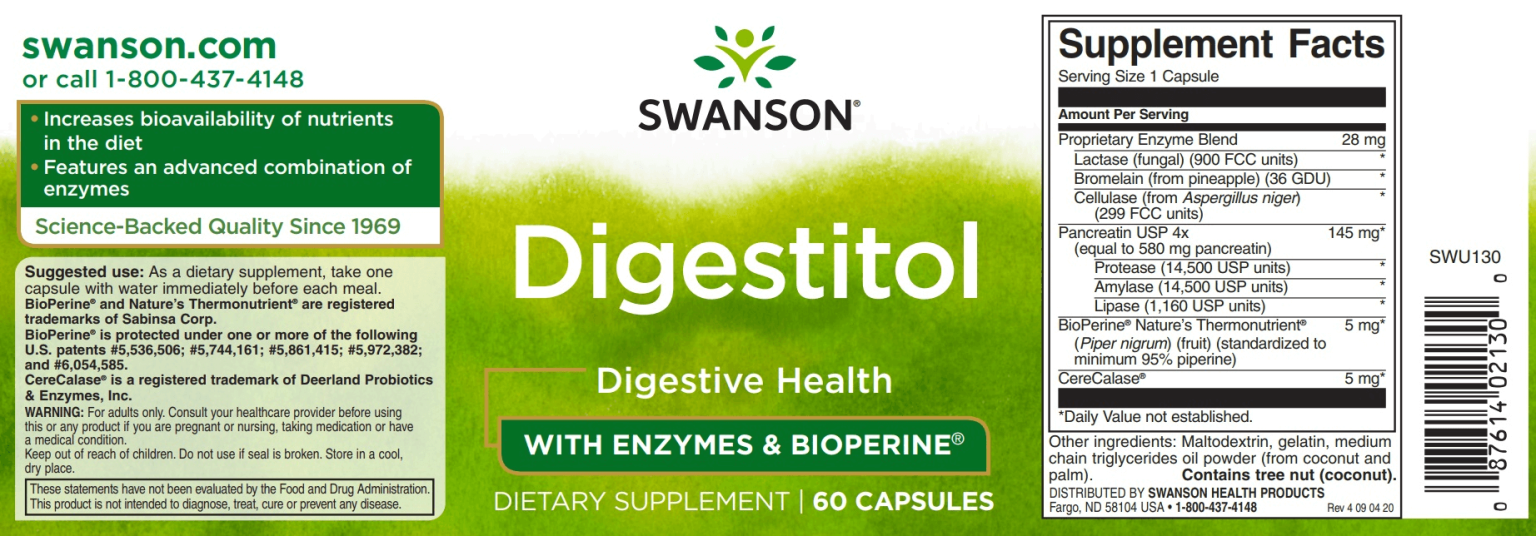 Swanson Digestitol emésztőenzim komplex 60db