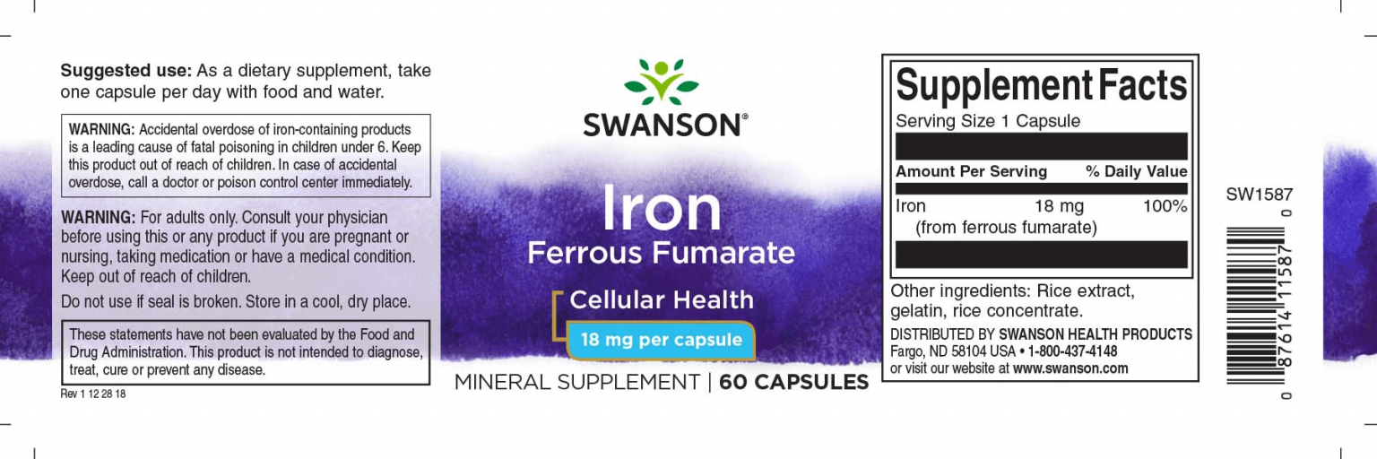SWANSON VAS FUMARÁT 18mg ( 60db )