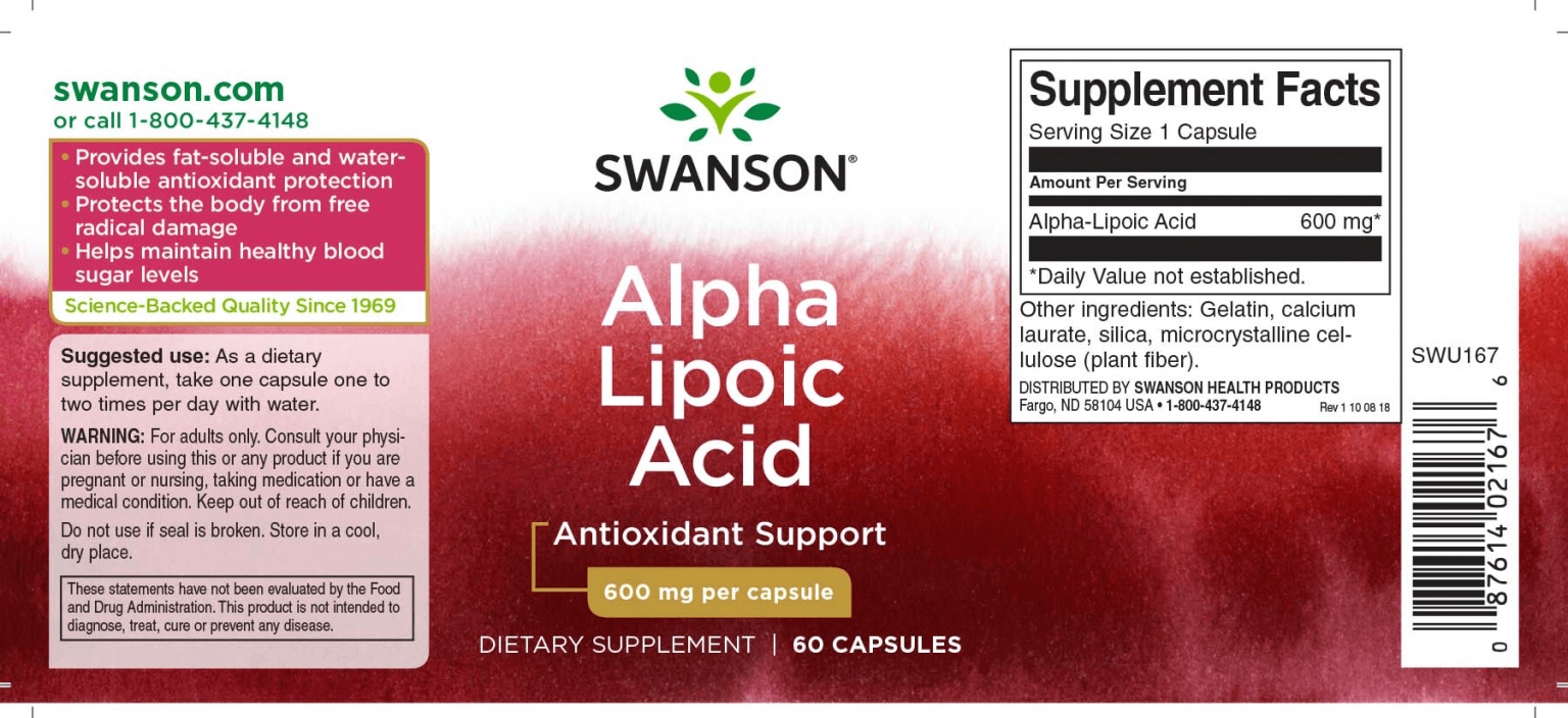 SWANSON Alfa-Liponsav 600mg 60db