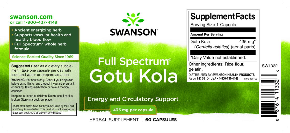 Swanson Gotu Kola 435Mg 60db