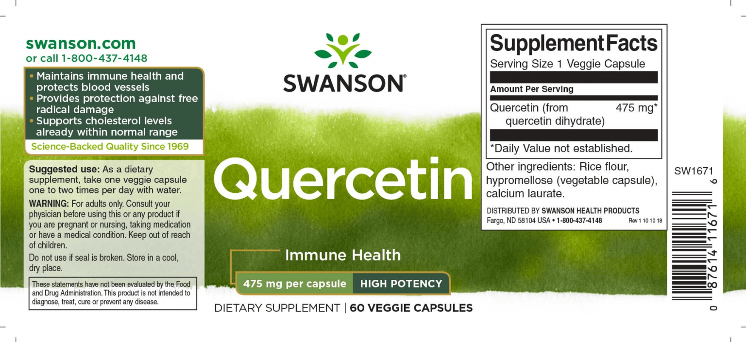 Swanson Quercetin 475mg 60db