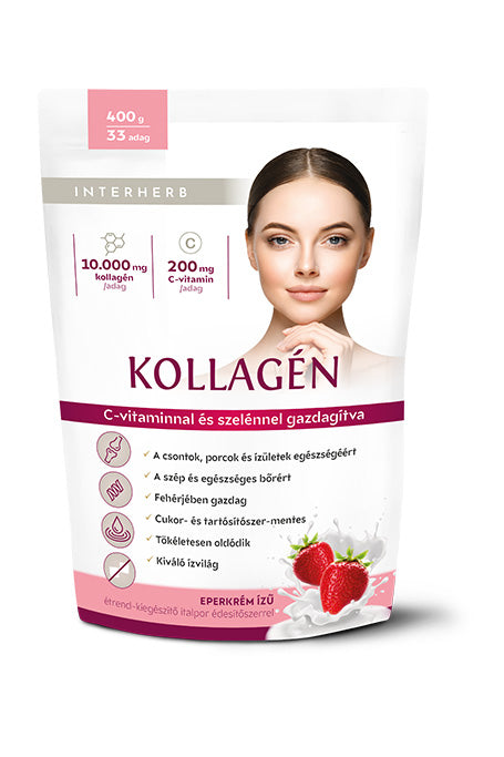 Interherb Kollagén italpor Eperkrém ízű 400g 33 adag