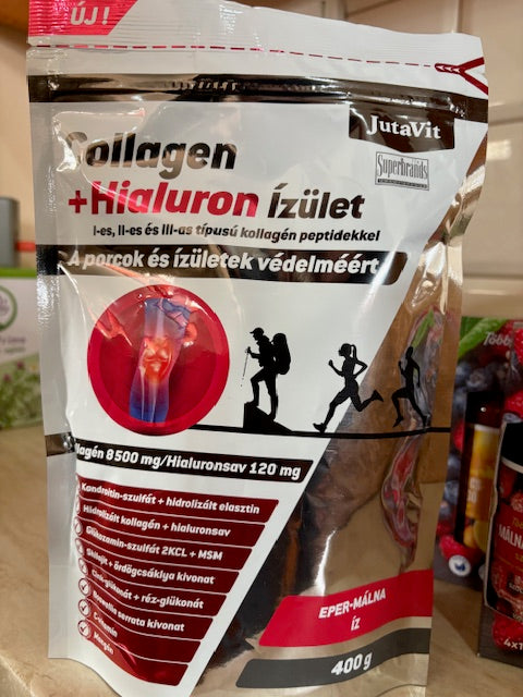Jutavit Collagen + hialuron Ízület eper - málna ( 400g )