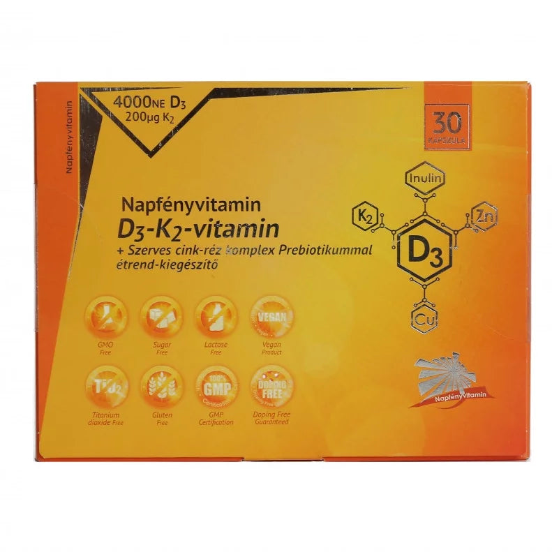 Napfényvitamin D3-K2-vitamin és szerves nyomelem komplex Prebiotikummal 30db