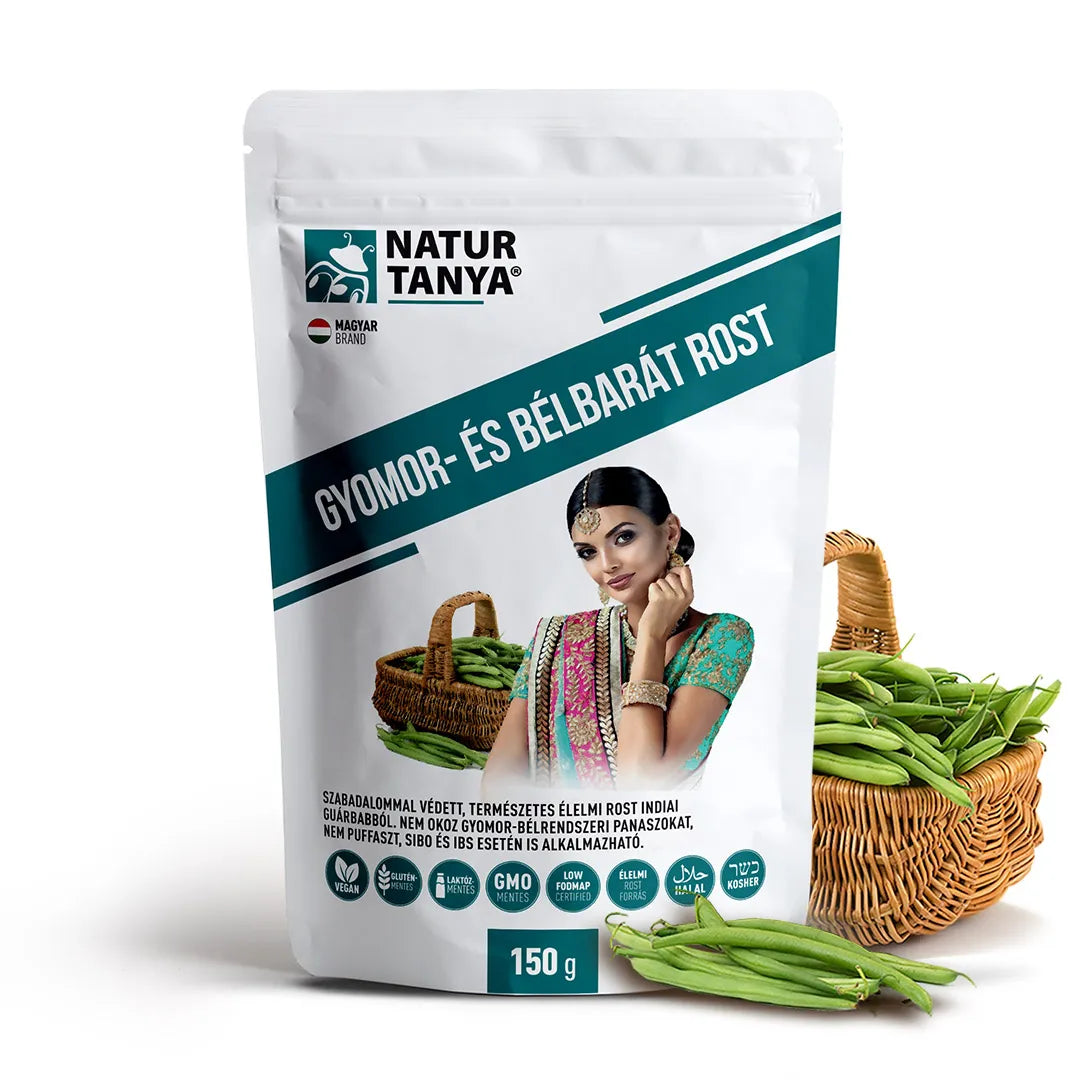 Natur Tanya® vegán gyomorbarát rost - Szabadalommal védett indiai guarbabból a Monash Egyetem LOW FODMAP tanúsítványával, IBS, SIBO esetén is. 150g