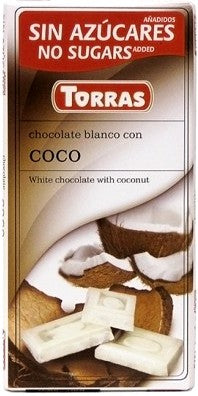 Torras Glutén-és Cukormentes Fehércsokoládé Kókusz