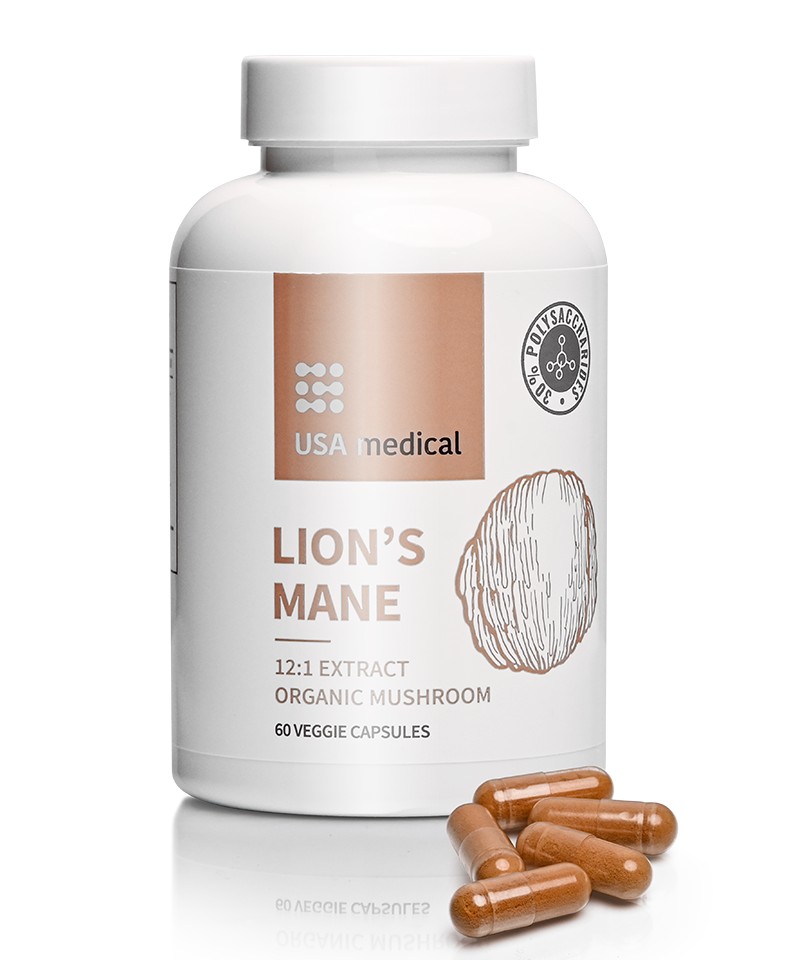 USA MEDICAL süngomba ORGANIC LION'S MANE gomba kivonat kapszula 60 db