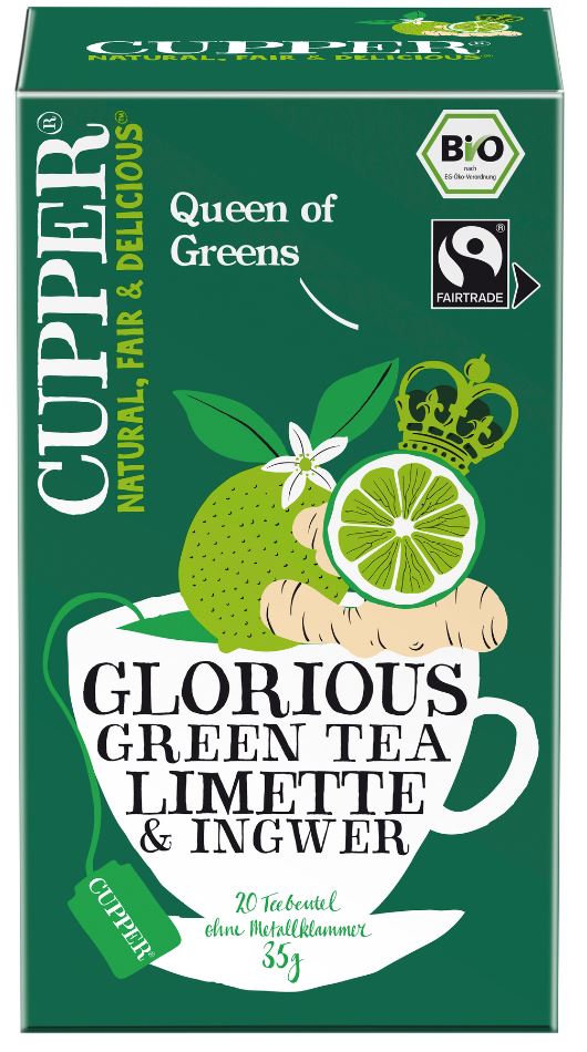 Cupper Zöld tea, lime és gyömbér zöld tea, lime és gyömbér, ízesített (20 x 1,75 g), 35 g