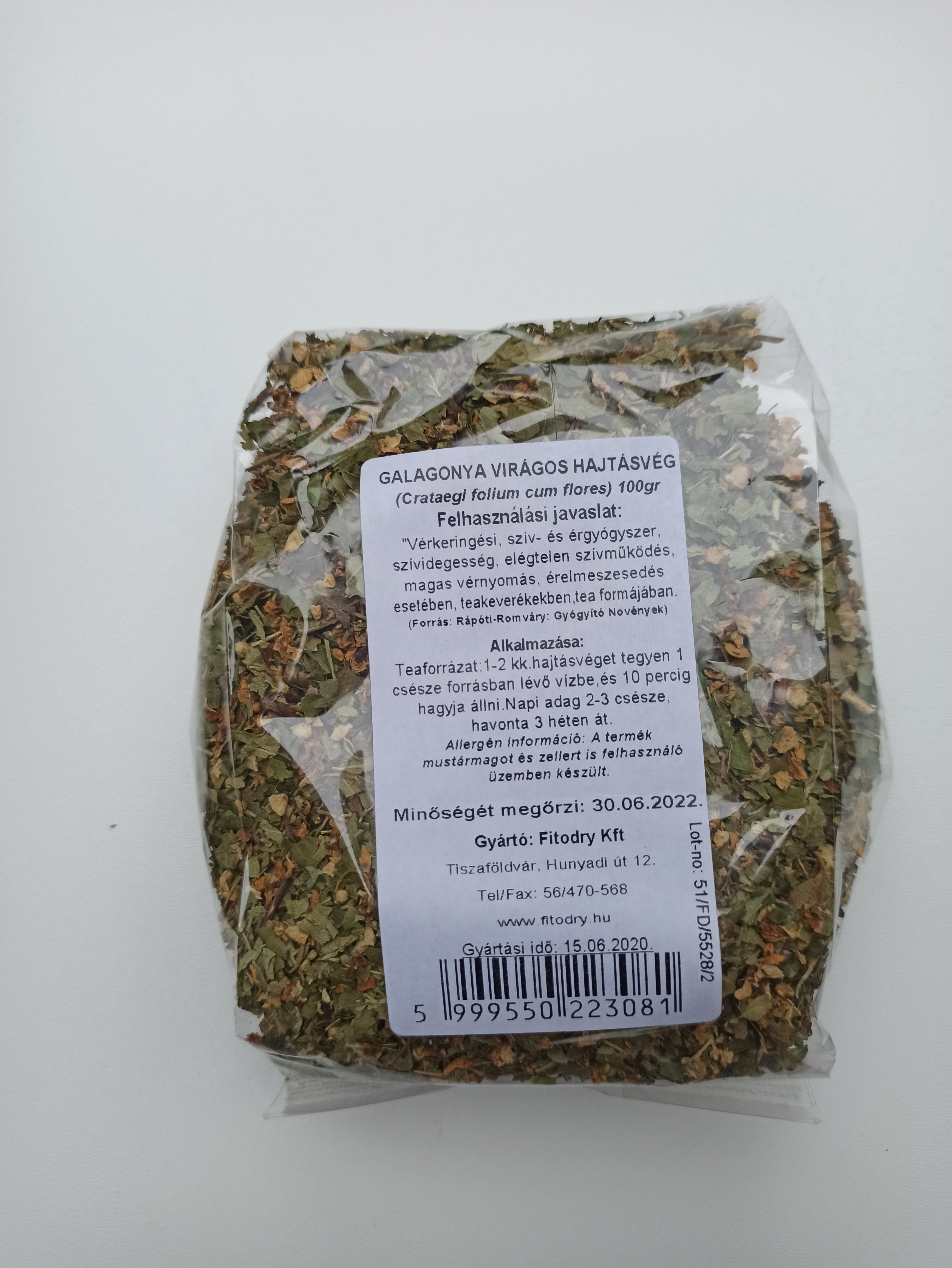 Fitodry Galagonya Virágos Hajtásvég 100g