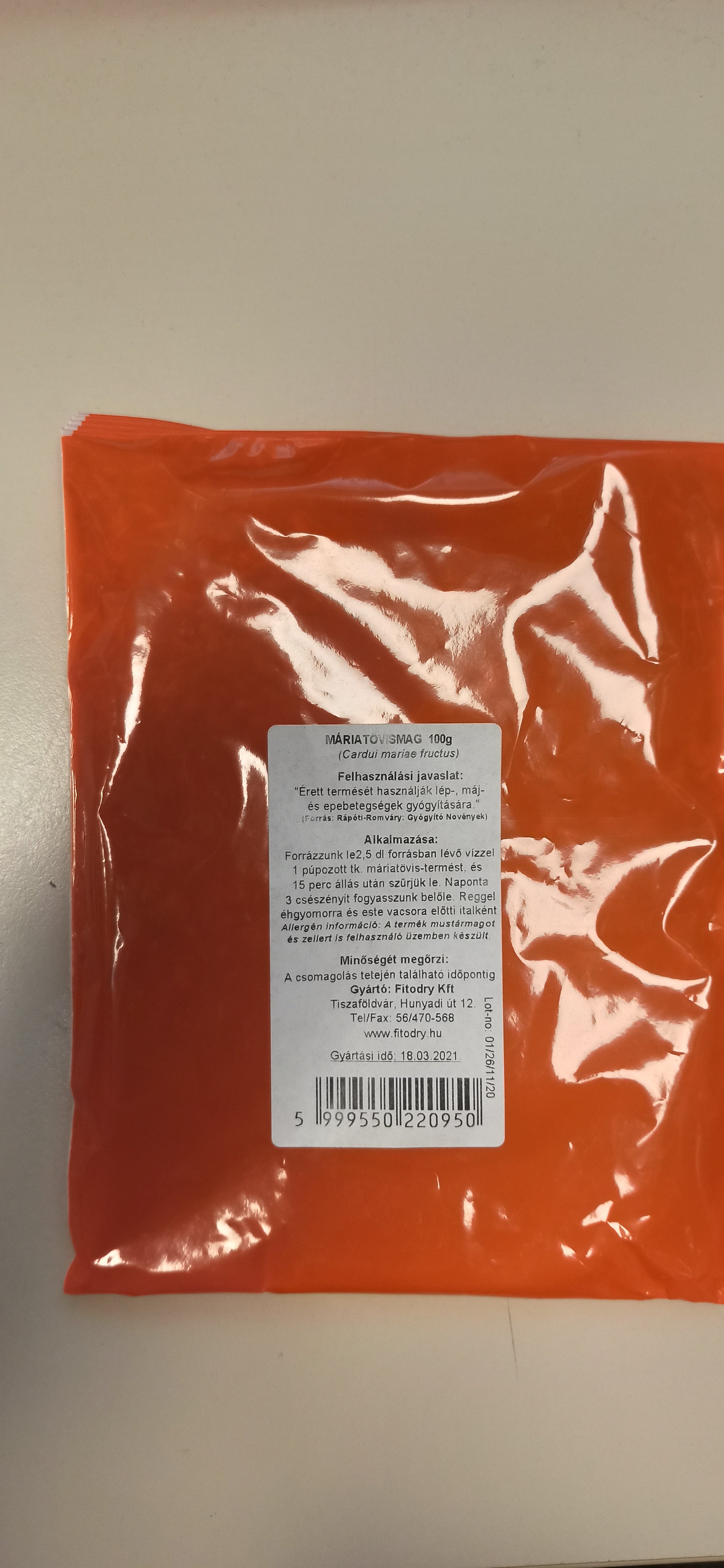 Fitodry máriatövis mag 100g