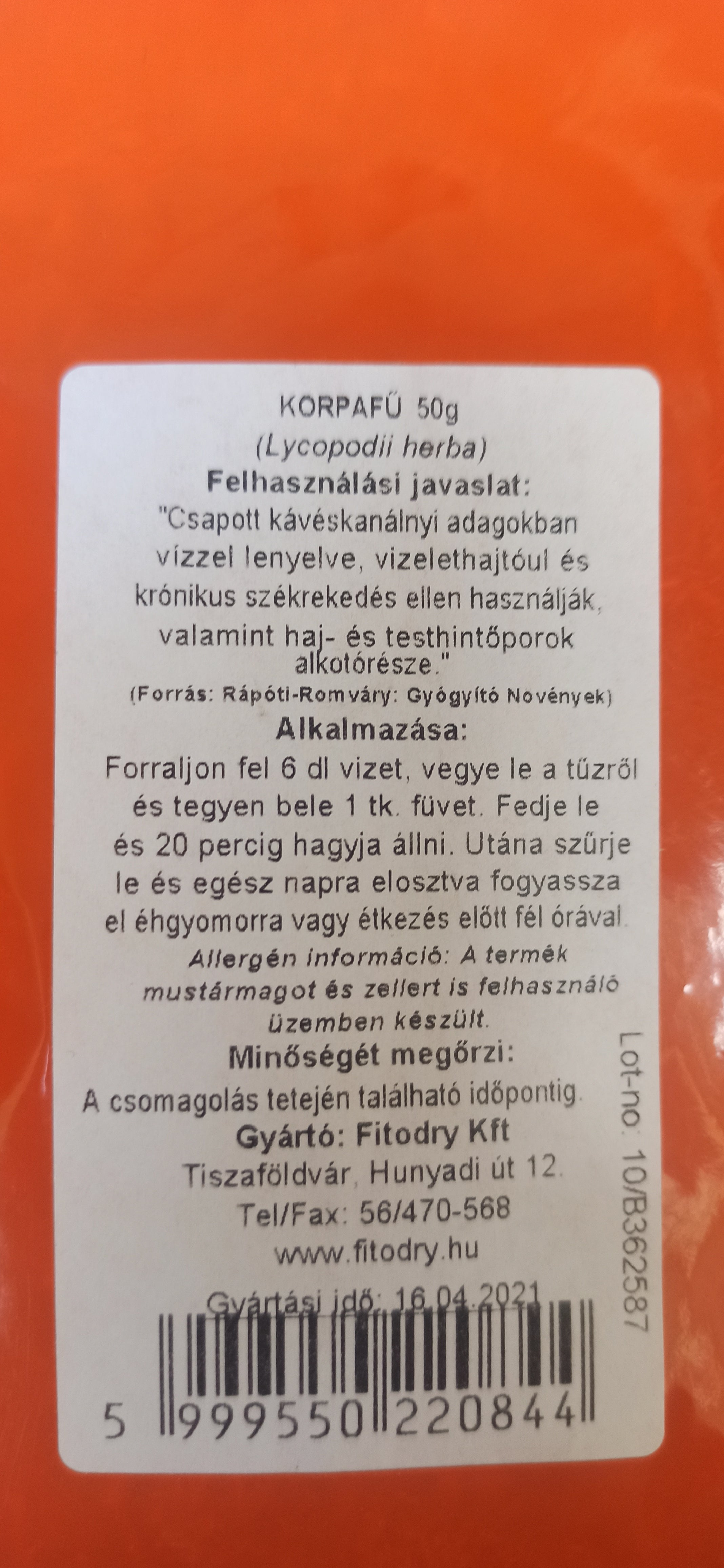 Fitodry Korpafű Tea ( 50g )