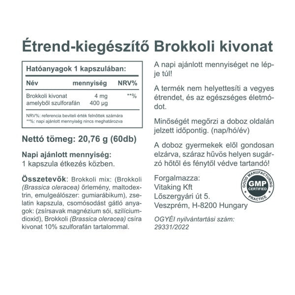 Vitaking Brokkoli kivonat 500 mcg 60db