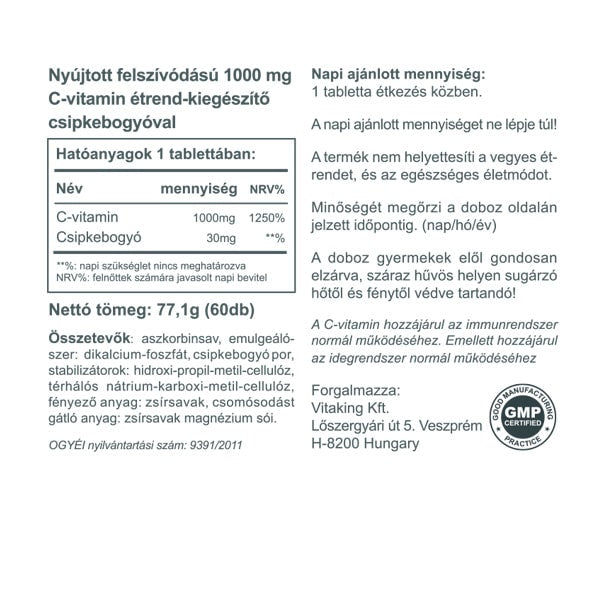 Vitaking C-1000mg TR (60) 30mg csipkebogyóval