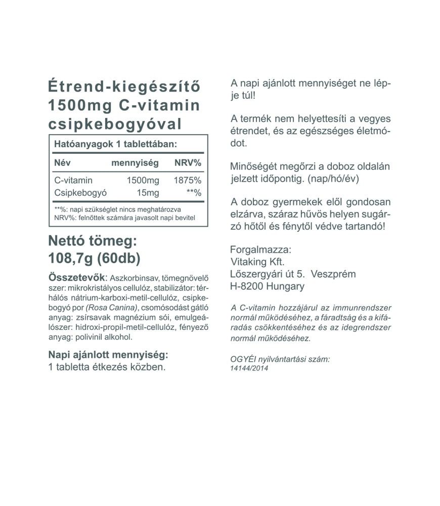 Vitaking C-1500mg Tabletta 60db