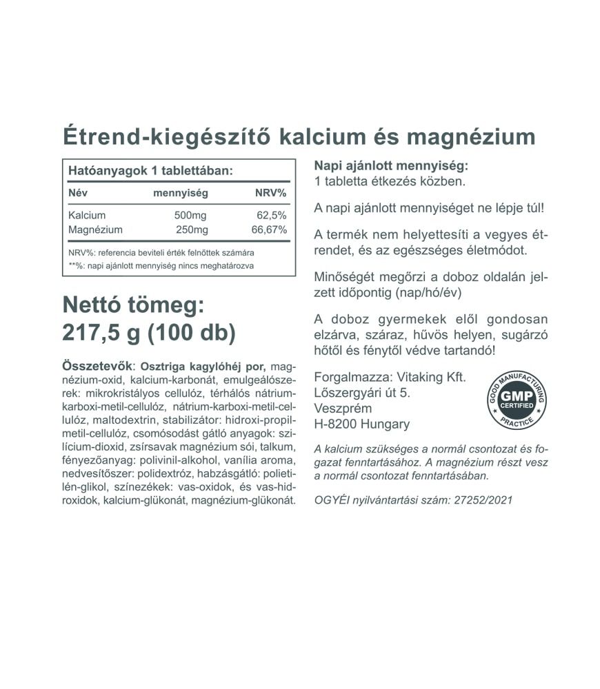 VITAKING Kalcium-Magnézium 100db