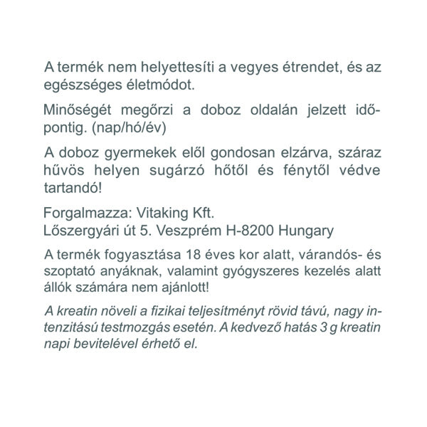 Vitaking Kreatin monohidrát 255g