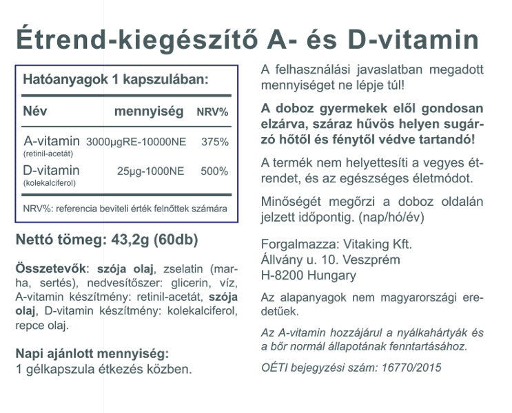 Vitaking vitamin a-d kapszula - 60 db