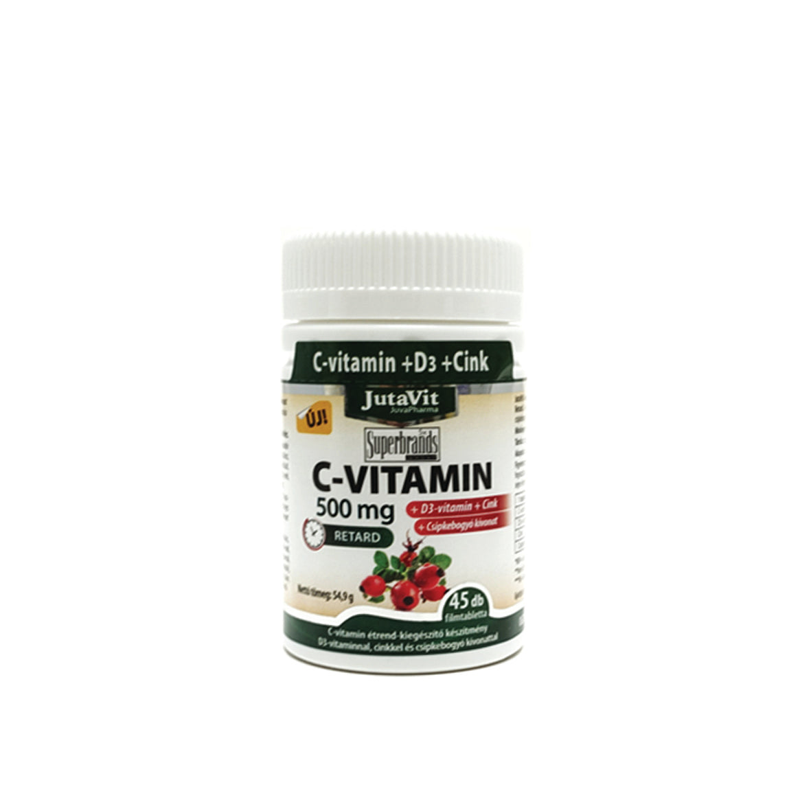 JutaVit C-vitamin 500mg nyújtott kioldódású + csipkebogyó + D3 vitamin + Cink 45 db