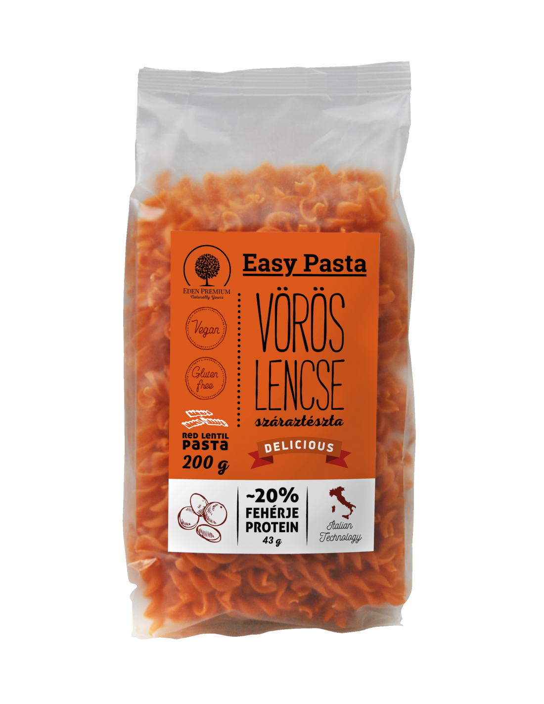 Eden Premium EASY-PASTA Vöröslencse Tészta 200g