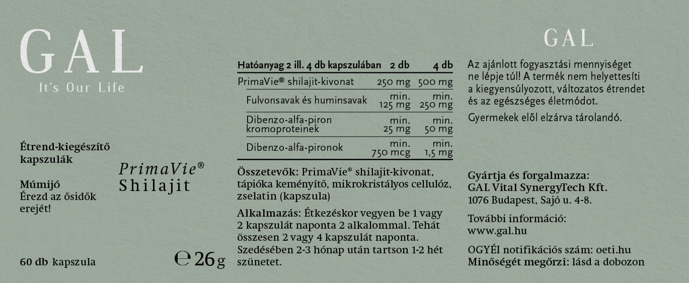 GAL PrimaVie Shilajit 60 kapszula 60 db