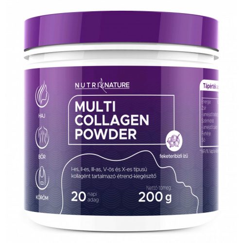 NUTRI NATURE MULTI KOLLAGÉN POR - PREMIUM LINE - FEKETERIBIZLIS - 200 G