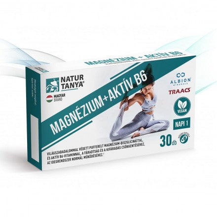 Natur Tanya® Vegán MAGNÉZIUM + AKTÍV B6 - Világszabadalommal védett magnézium-biszglicinát-kelát növényi kapszulahéjban! 30db