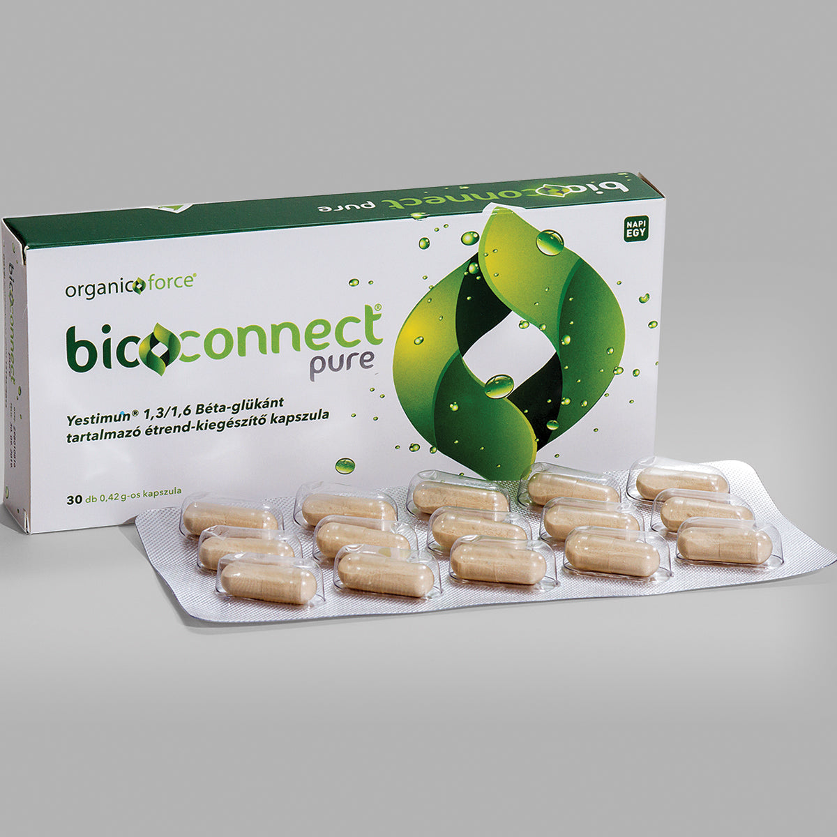 Bioconnect Pure, 100% béta-glükán kapszula 30 db-os kiszerelés felnőtteknek, 12 év feletti gyerekeknek