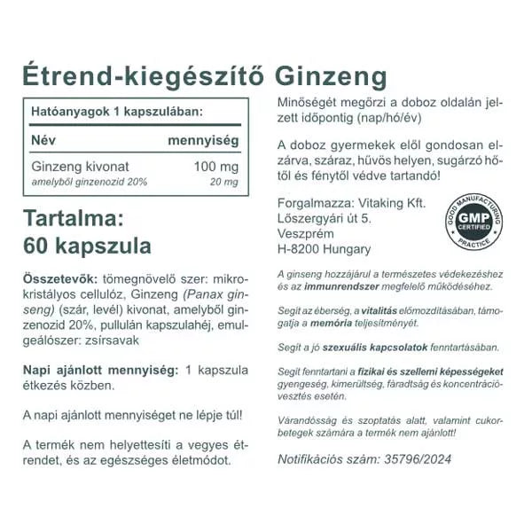 VITAKING GINSENG 100mg ( 90db )