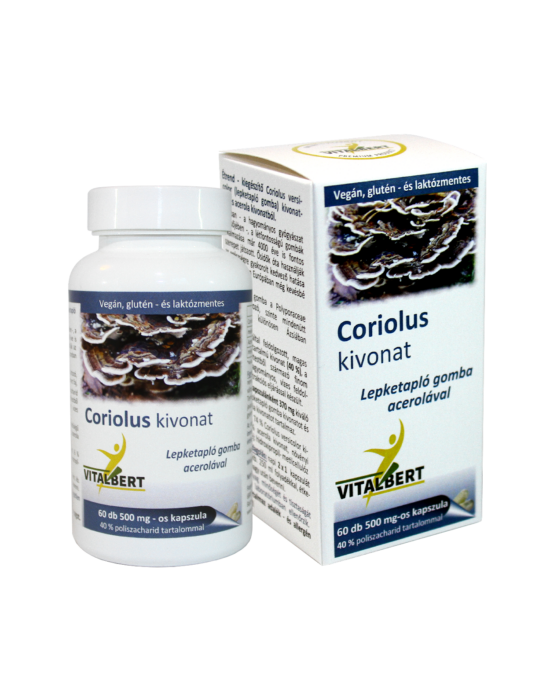 Vitalbert  Lepketapló gomba - Coriolus gyógygomba kivonat kapszula 60 db, 500 mg (1 havi adag)